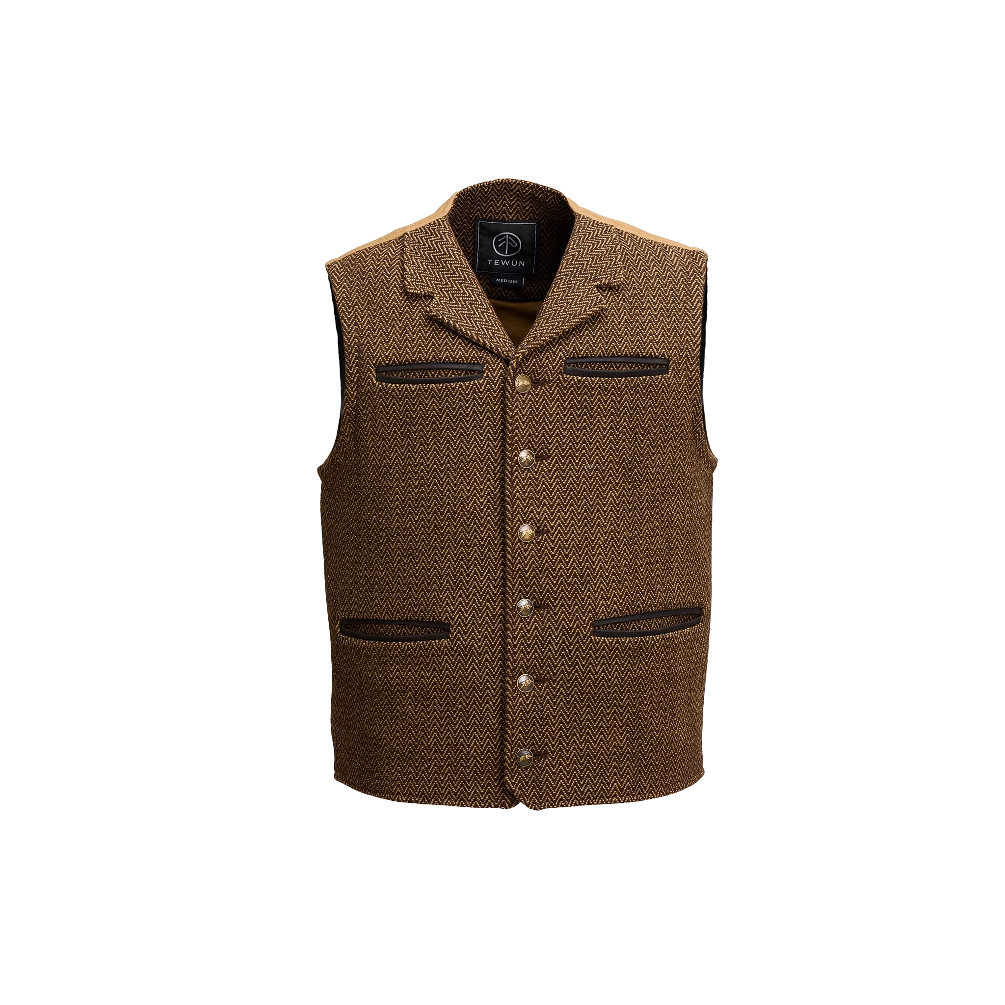 PATRON VEST - Bison and Dark Brown Herringbone