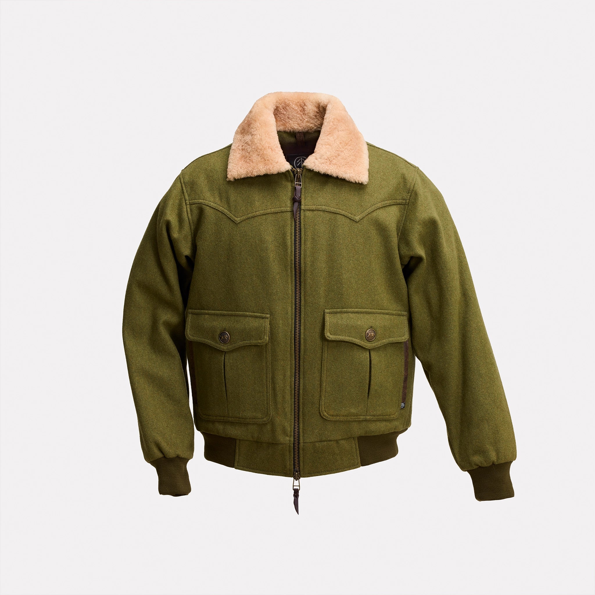 BOMBER LAMB COLLAR JACKET - Green Tewün