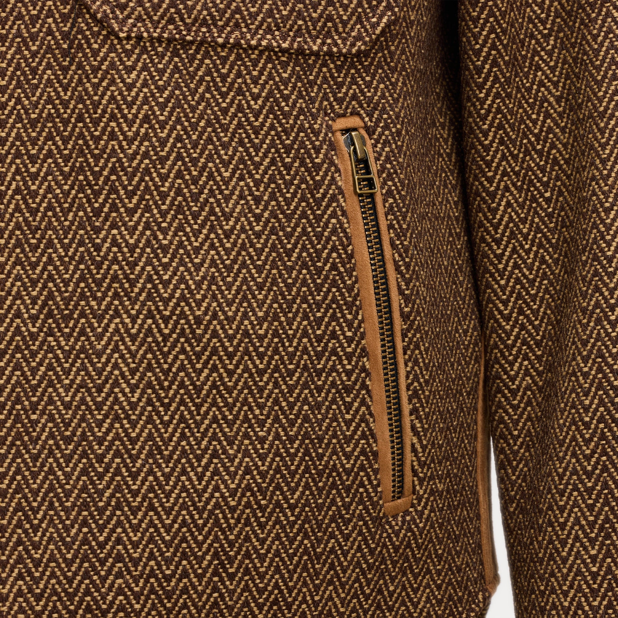 GAUCHO JACKET - Bison and Dark Brown Herringbone _C