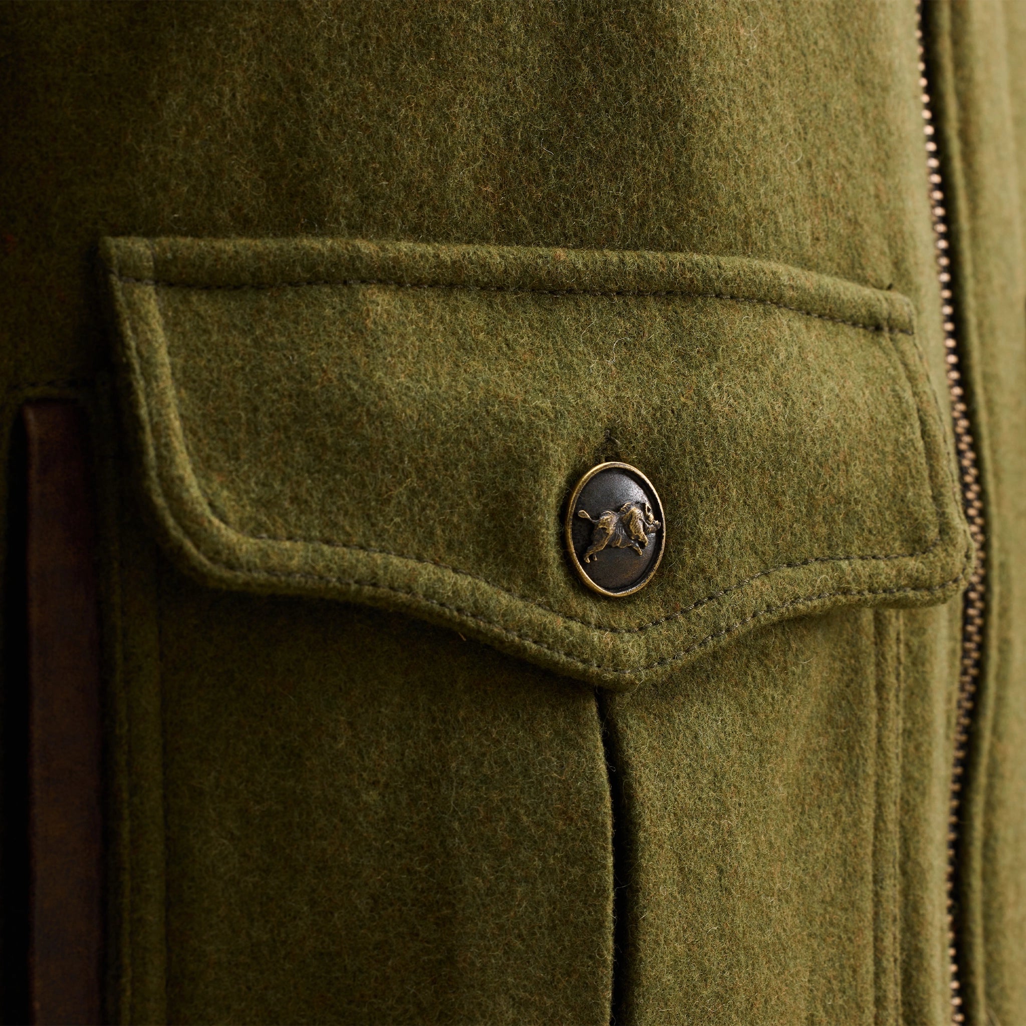 BOMBER LAMB COLLAR JACKET - Green Tewün