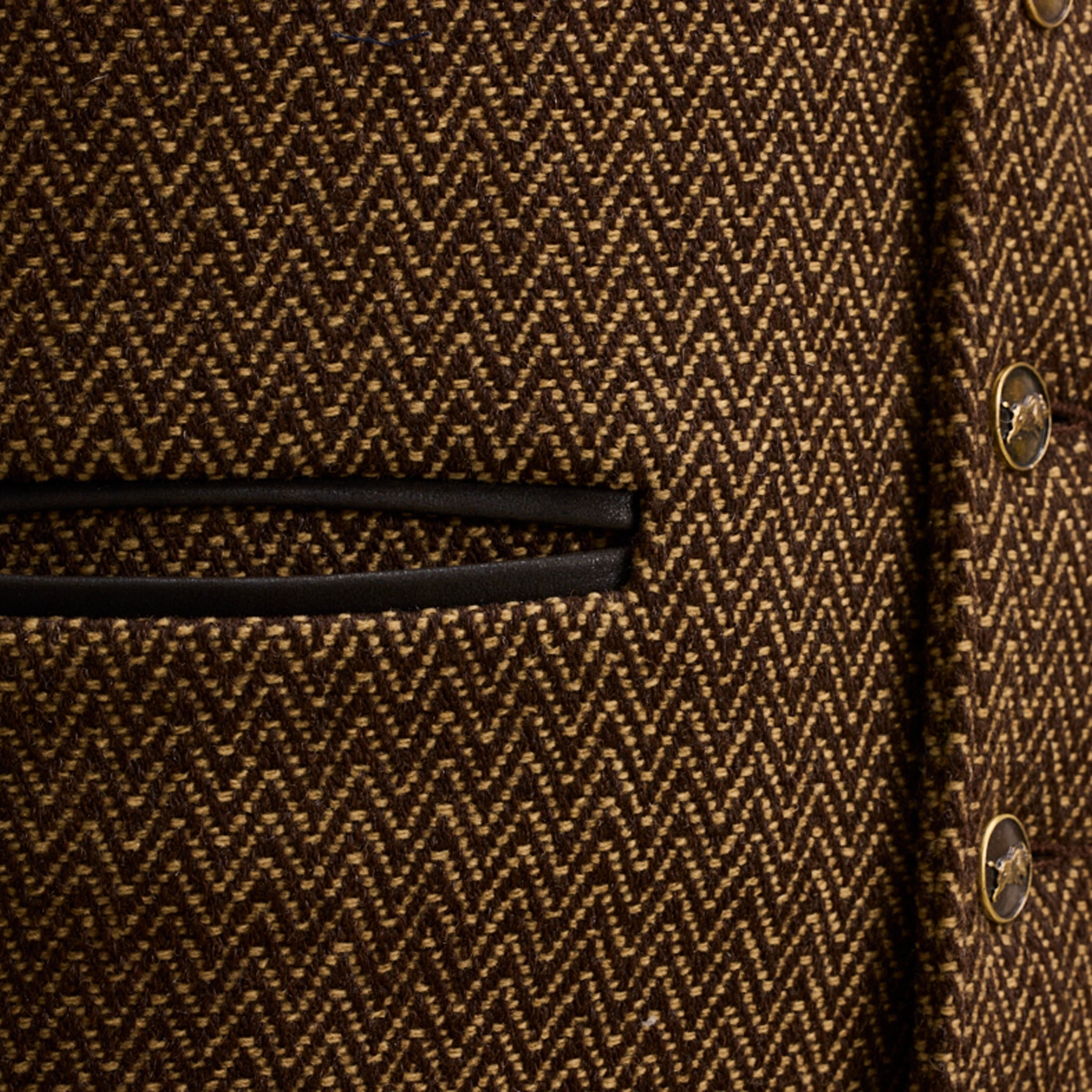PATRON VEST - Bison and Dark Brown Herringbone