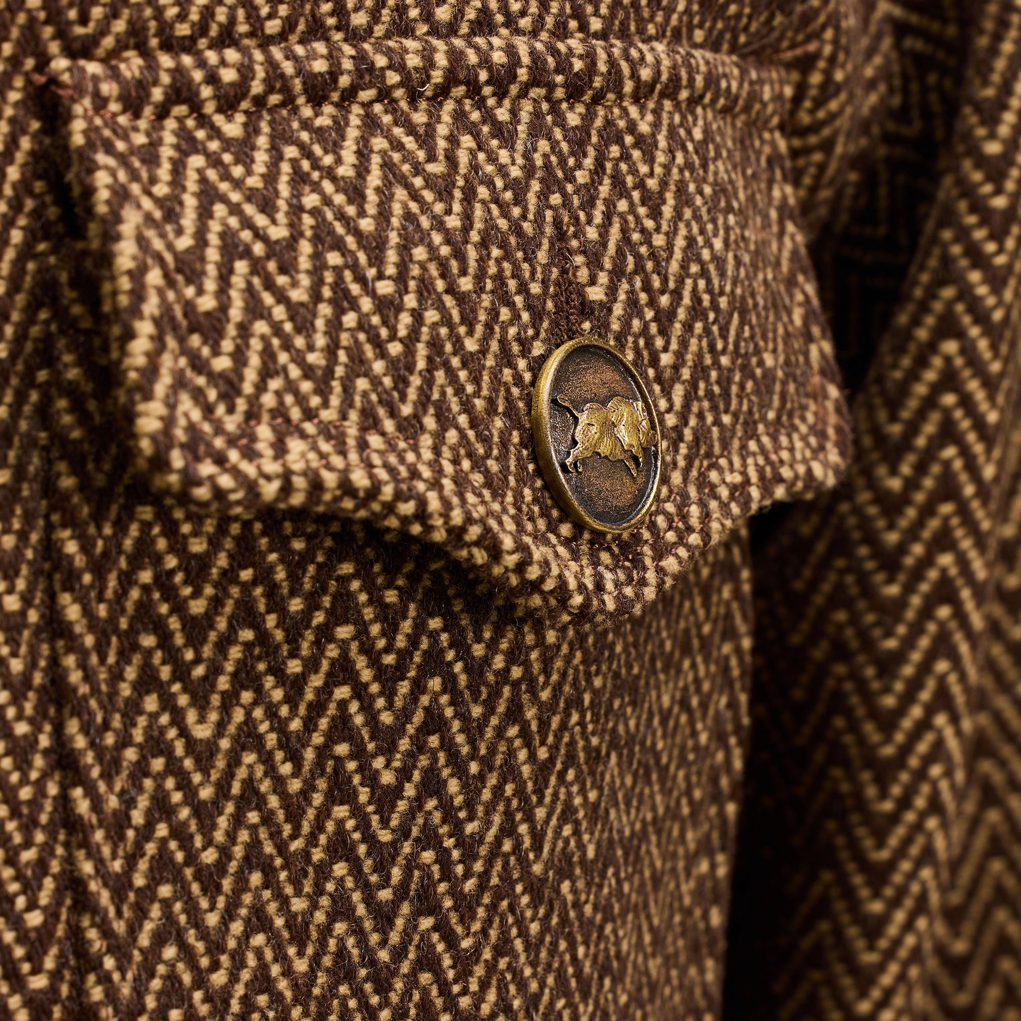 GAUCHO JACKET - Bison and Dark Brown Herringbone _C