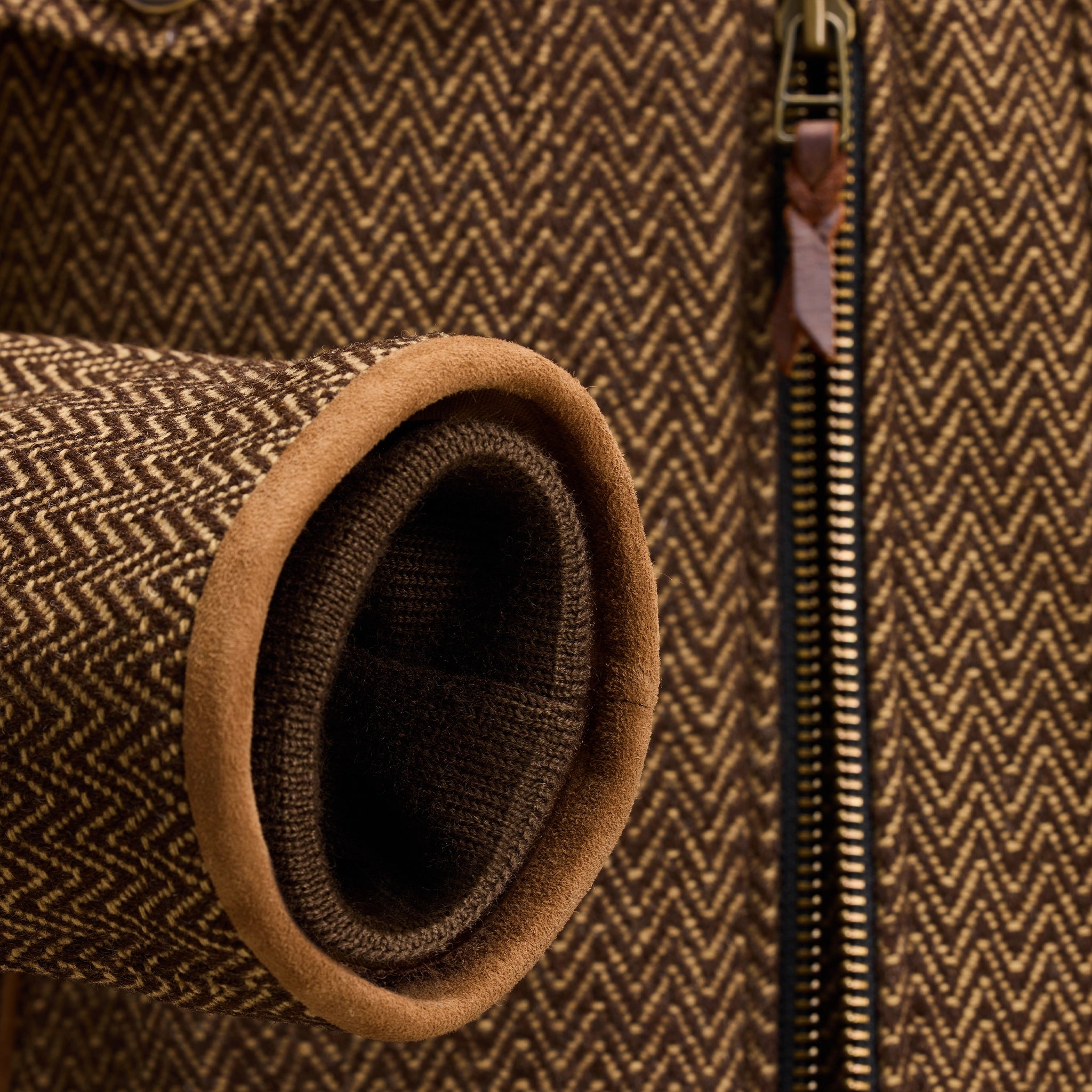 GAUCHO JACKET - Bison and Dark Brown Herringbone _C