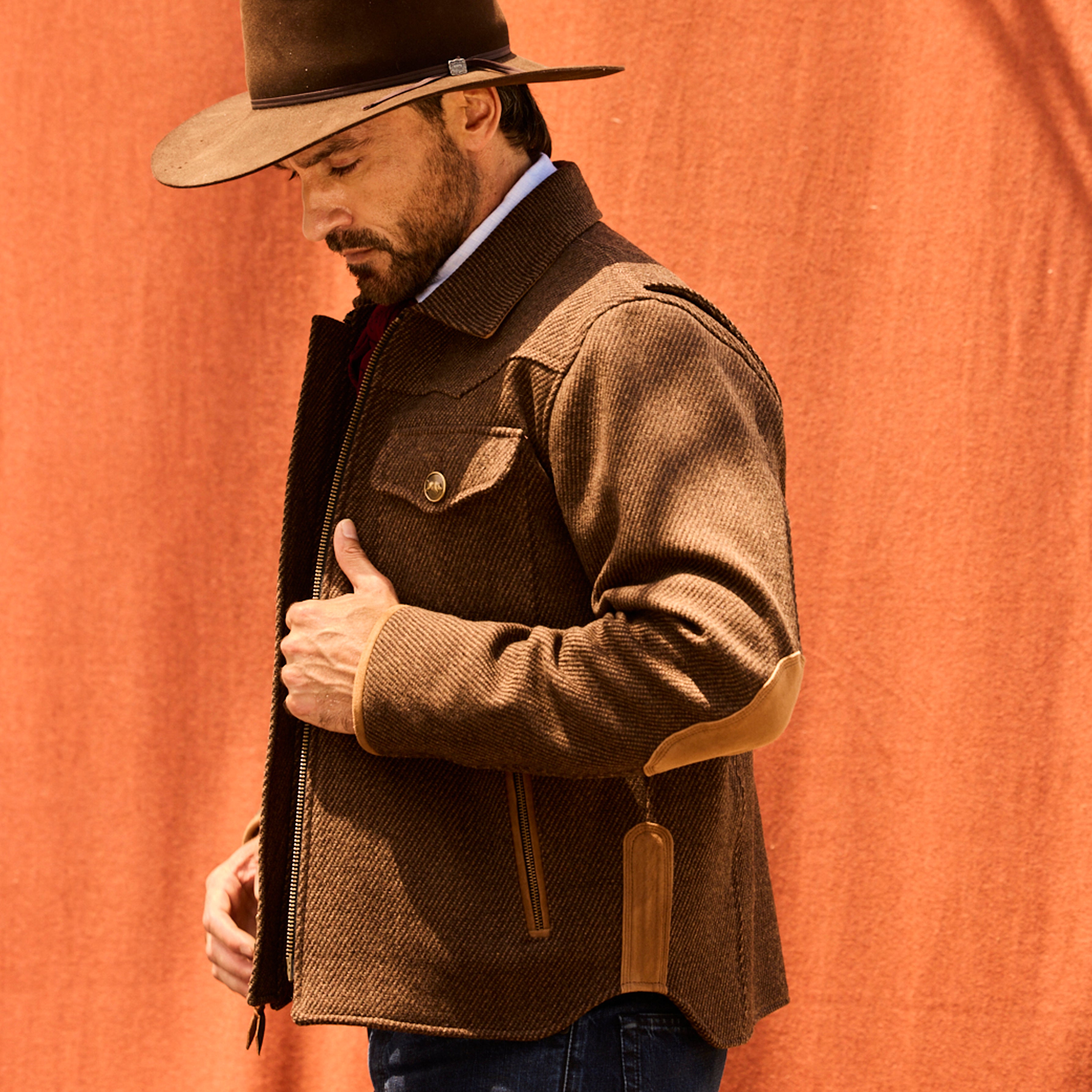 GAUCHO JACKET - Bison and Dark Brown Sarga