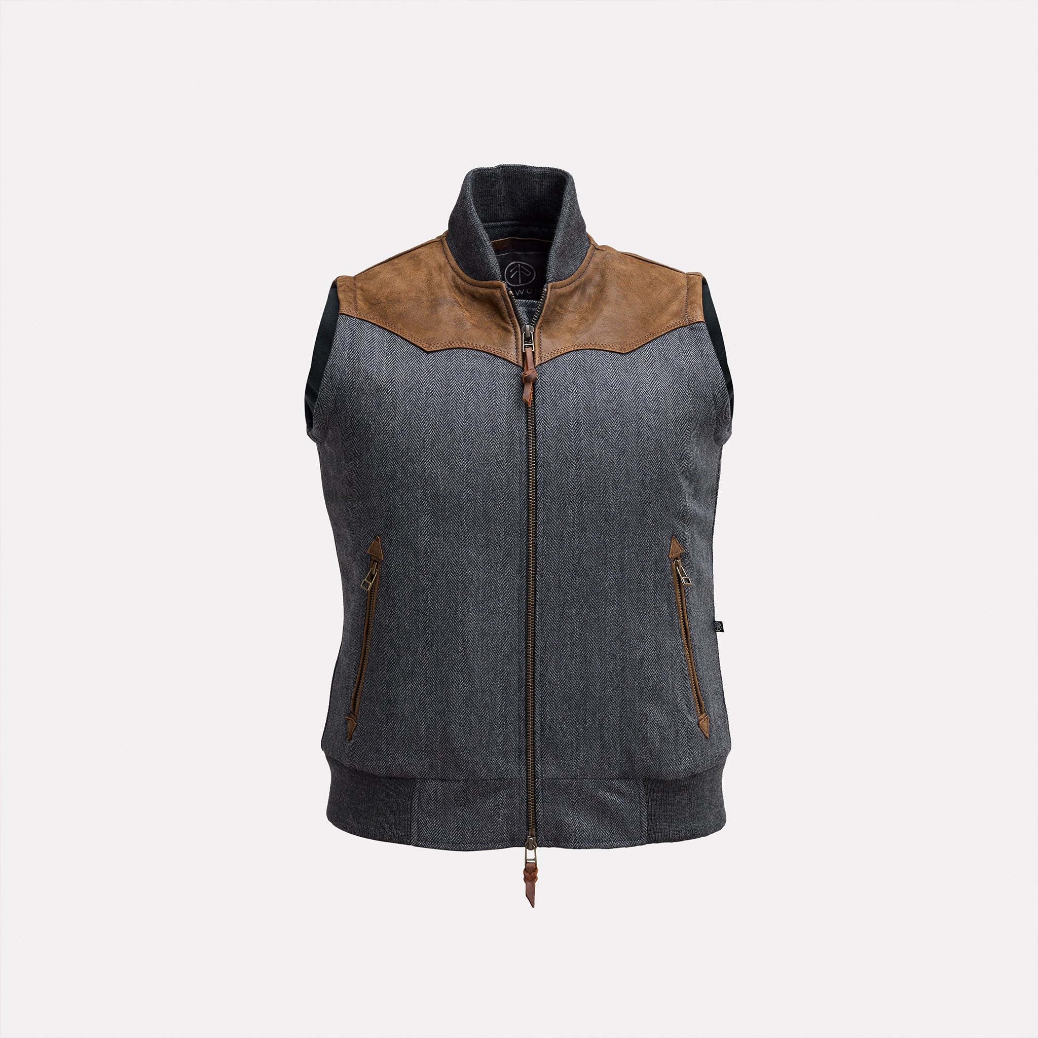 BOMBER VEST - Blue Herringbone