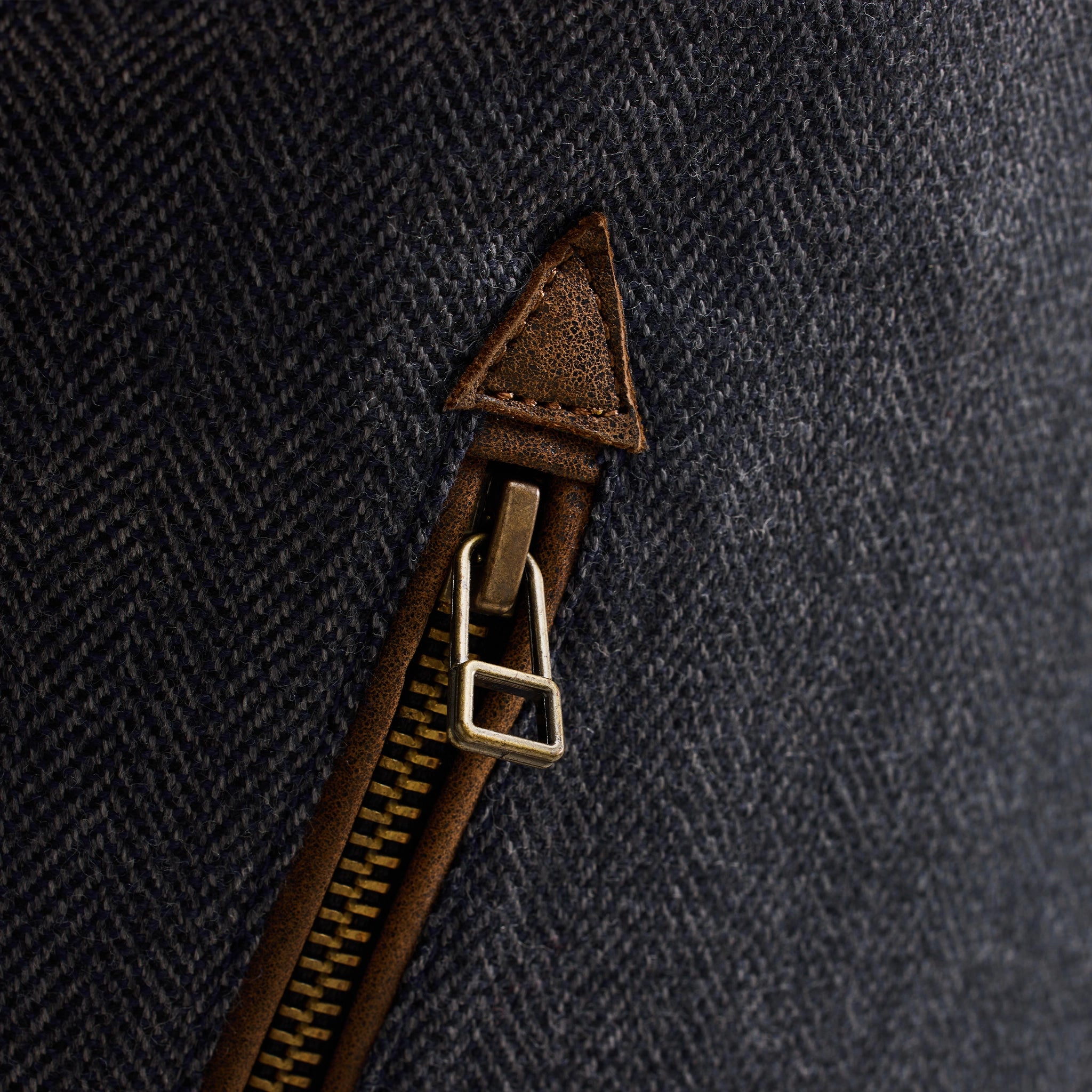 BOMBER VEST - Blue Herringbone