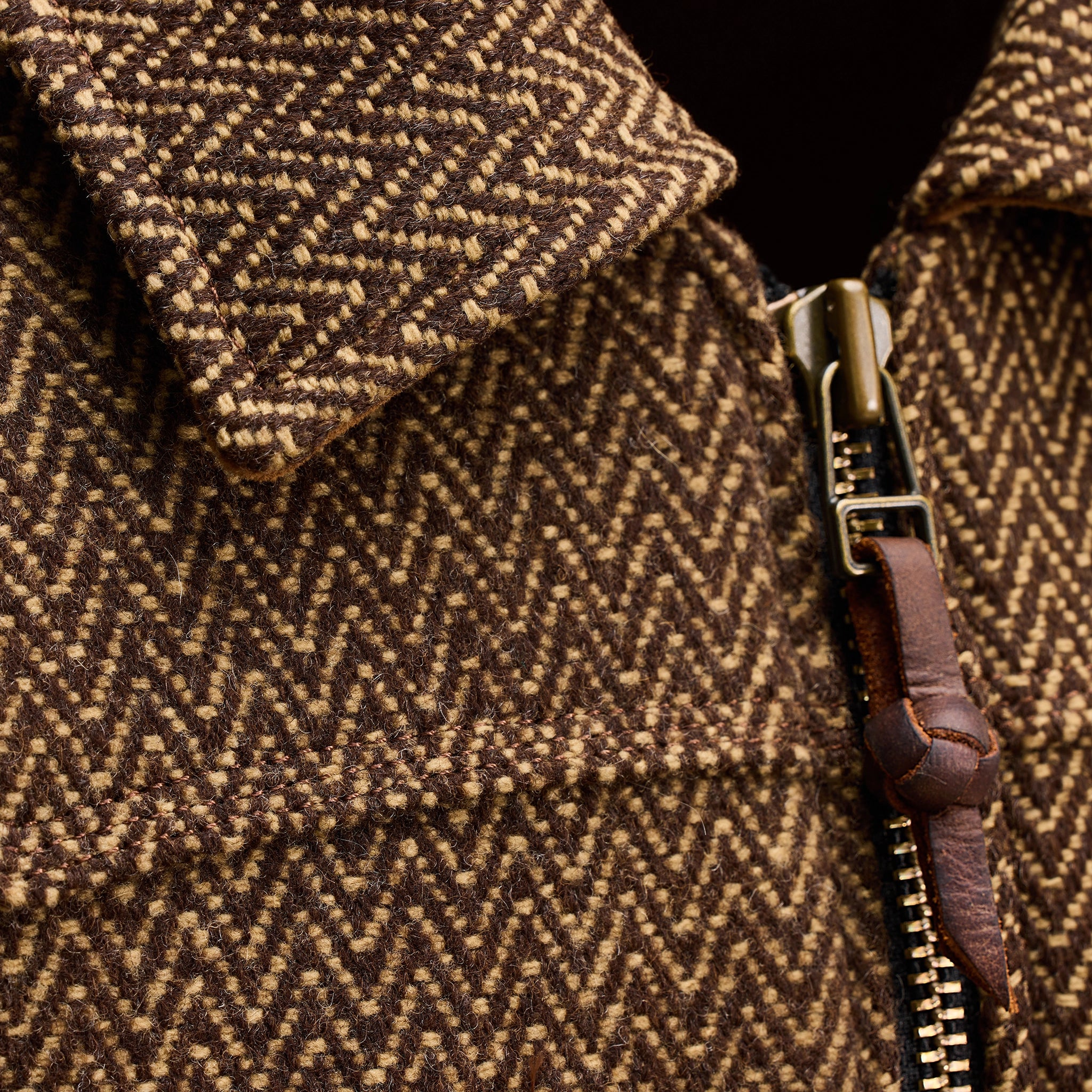 GAUCHO JACKET -  Bison and Dark Brown Herringbone _C
