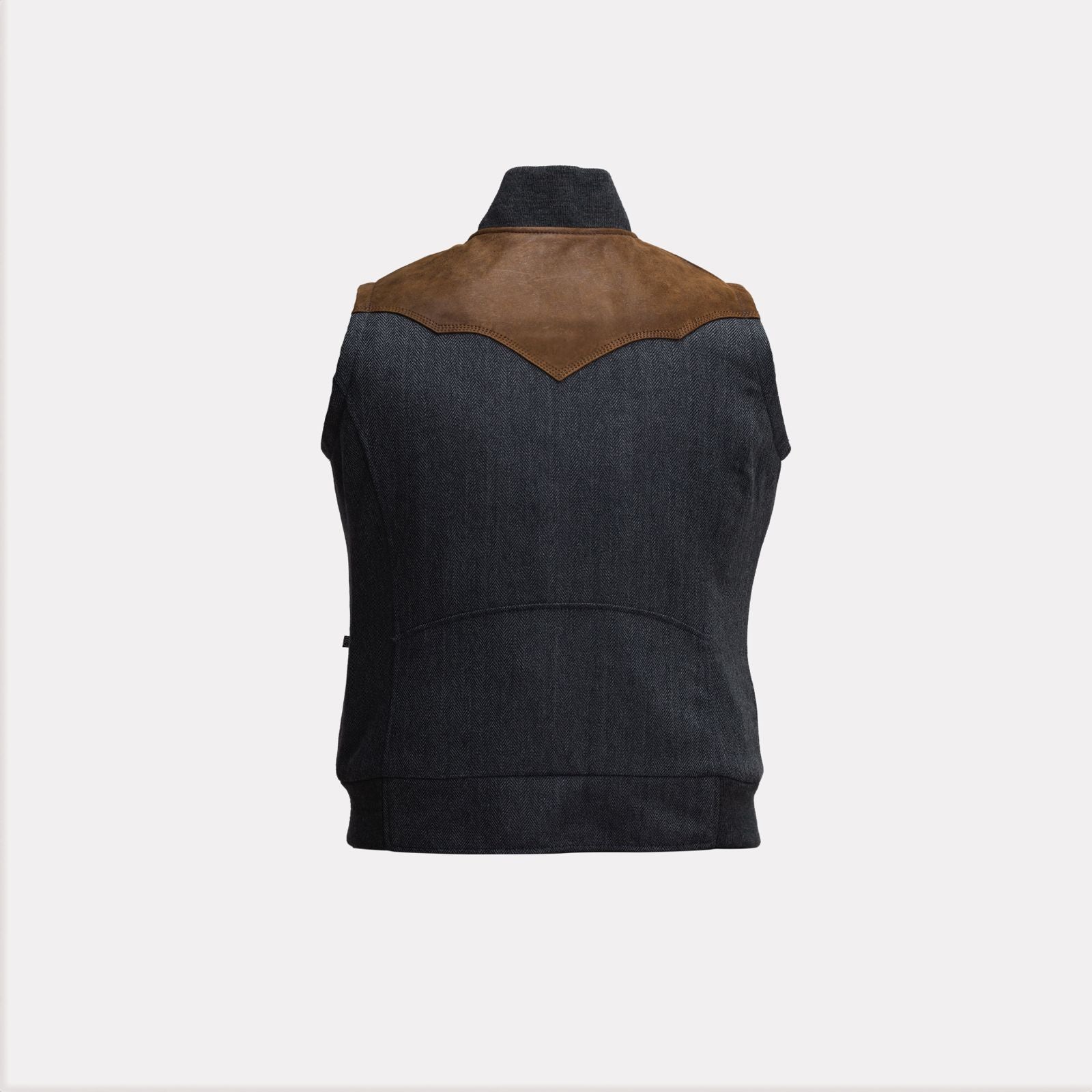 BOMBER VEST - Blue Herringbone