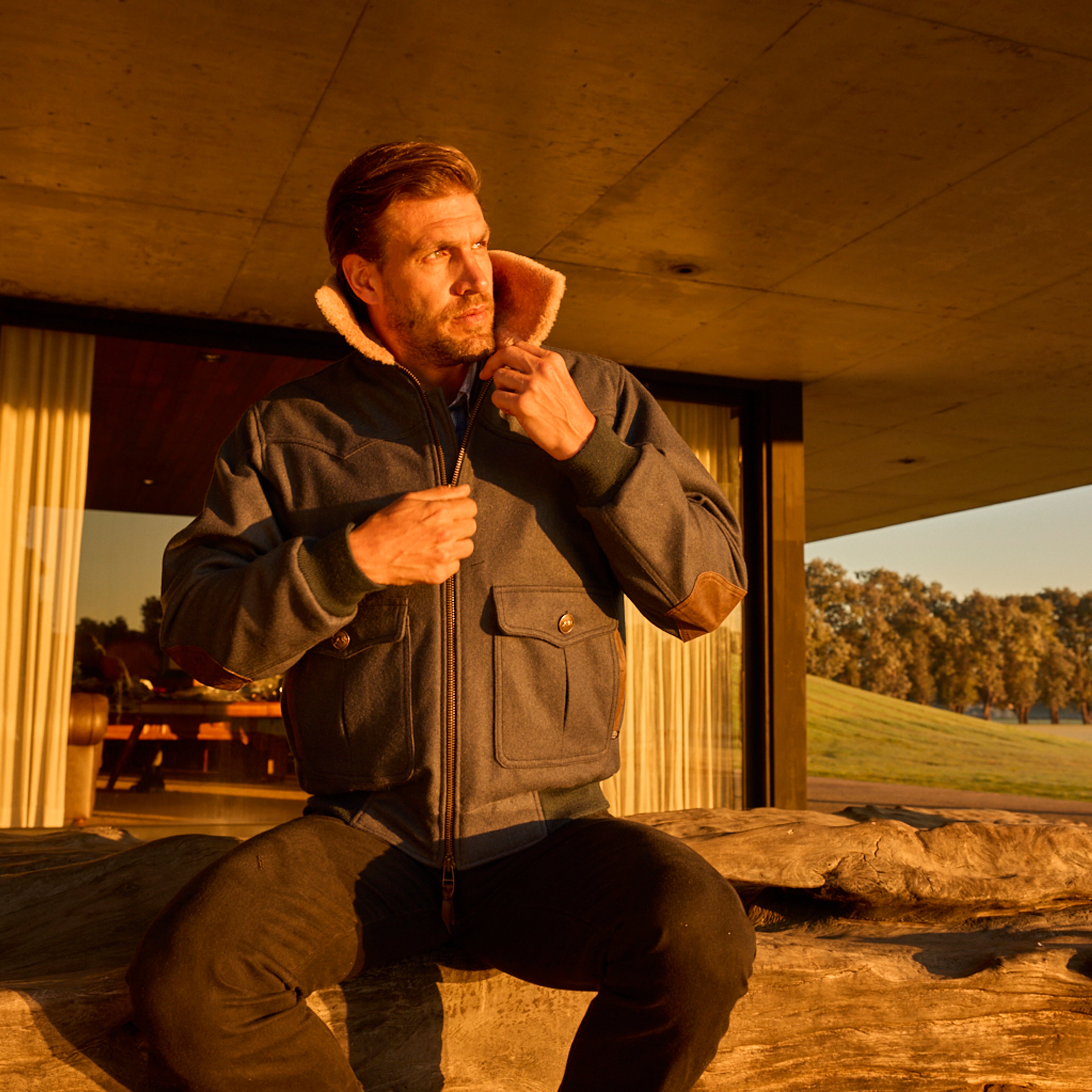 Jacket BOMBER LAMB COLLAR Aero