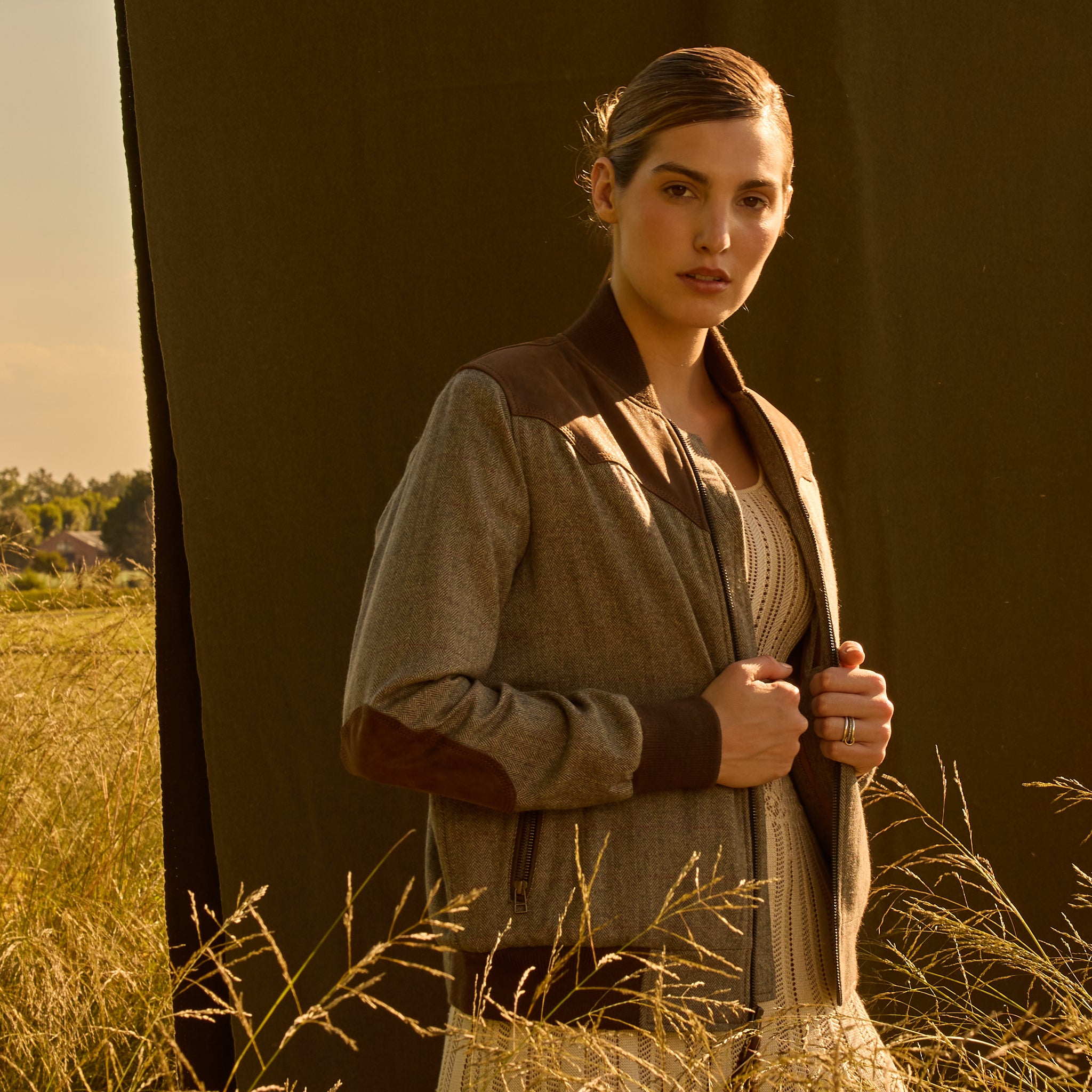 BOMBER PIONERO JACKET - Light Gray Herringbone