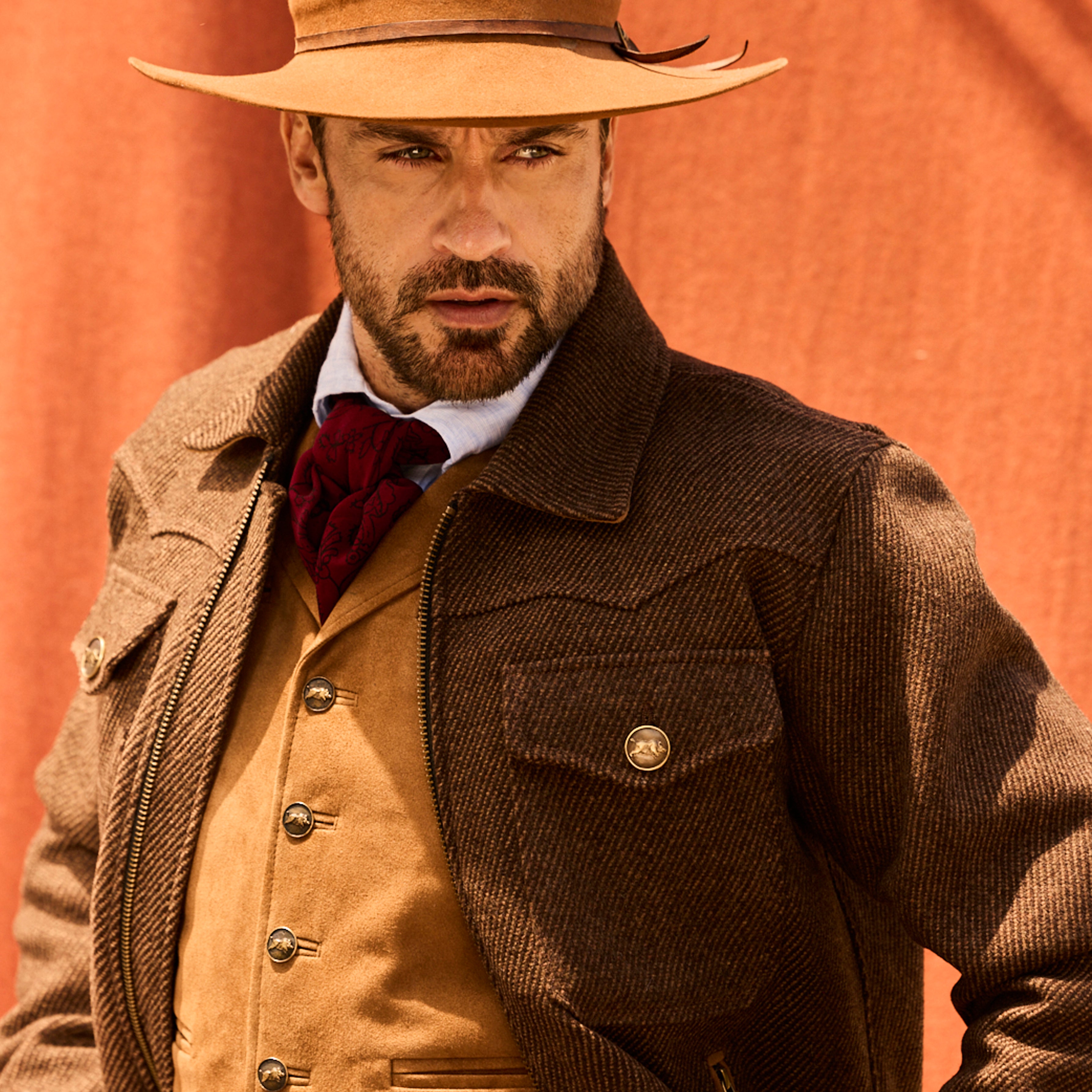 GAUCHO JACKET -  Bison and Dark Brown Sarga