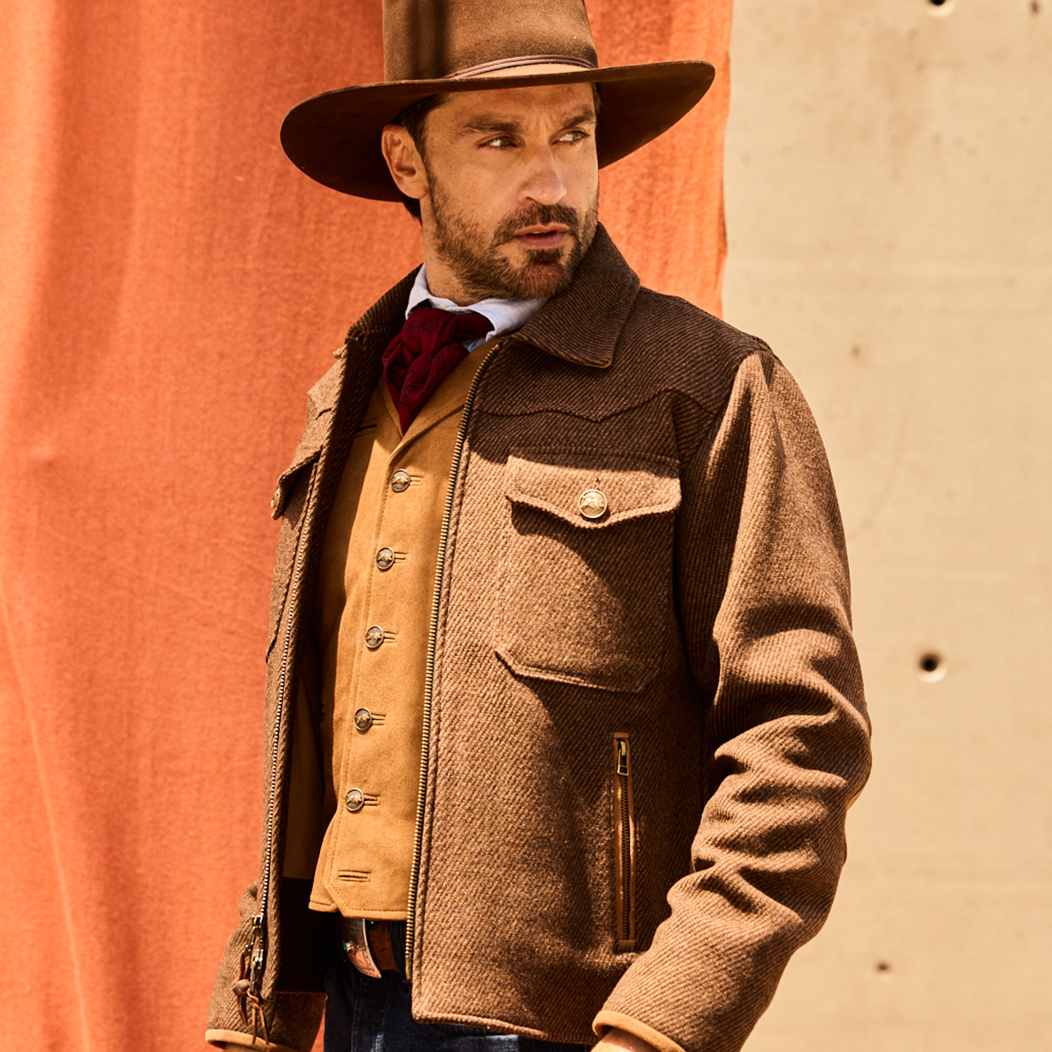 GAUCHO JACKET -  Bison and Dark Brown Sarga