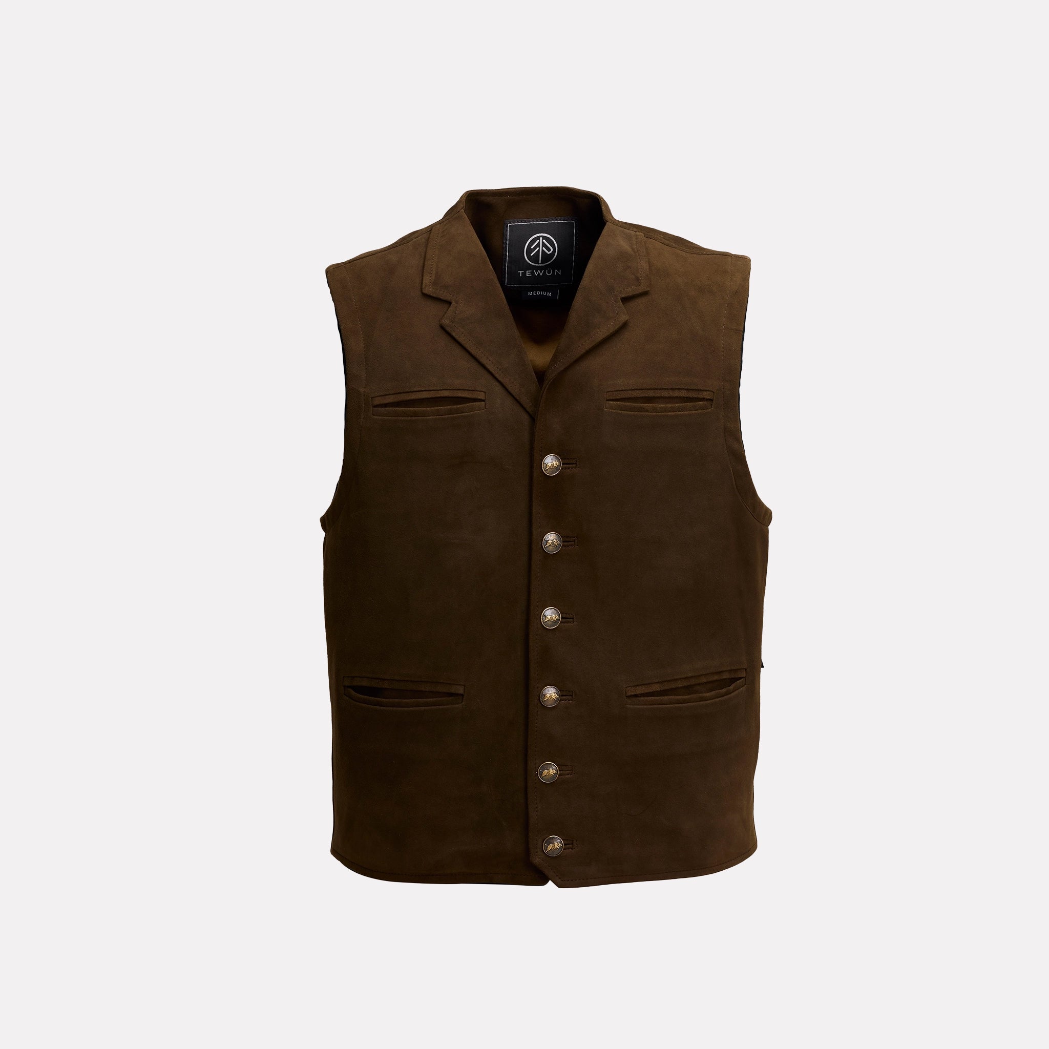 Patron Vest Tobacco — goat leather — Tewün Patagonia