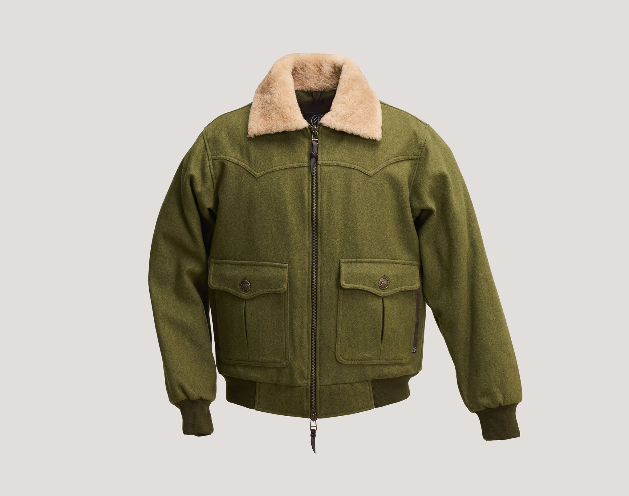 Bomber Jacket - Merino Wool and lambskin collar